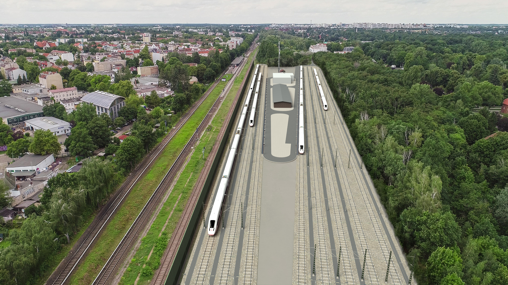 Der Baubereich mit fertig gestellter Anlage
